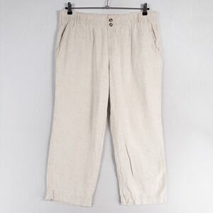 Briggs Womens Pants XL Beige Linen Blend Pull On Crop Coastal Resort Cruise